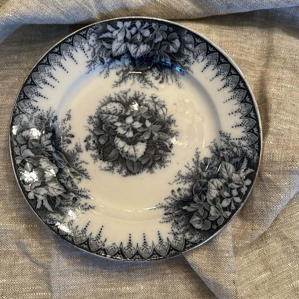 Antique French Keller and Guerin Violette blue flow salad plate 8”
